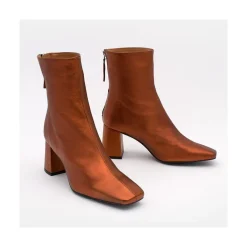 ANGEL ALARCON Lauryn - Botines Metalizados De Piel Con Tacon Ancho Clearance