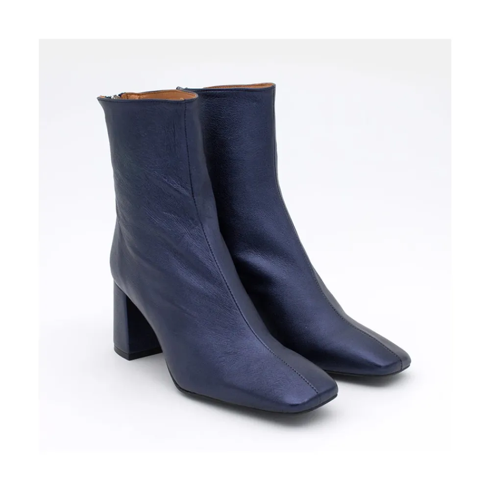 ANGEL ALARCON Lauryn - Botines Metalizados De Piel Con Tacon Ancho Clearance