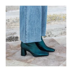 ANGEL ALARCON Lauryn - Botines Metalizados De Piel Con Tacon Ancho Discount