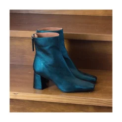 ANGEL ALARCON Lauryn - Botines Metalizados De Piel Con Tacon Ancho Discount