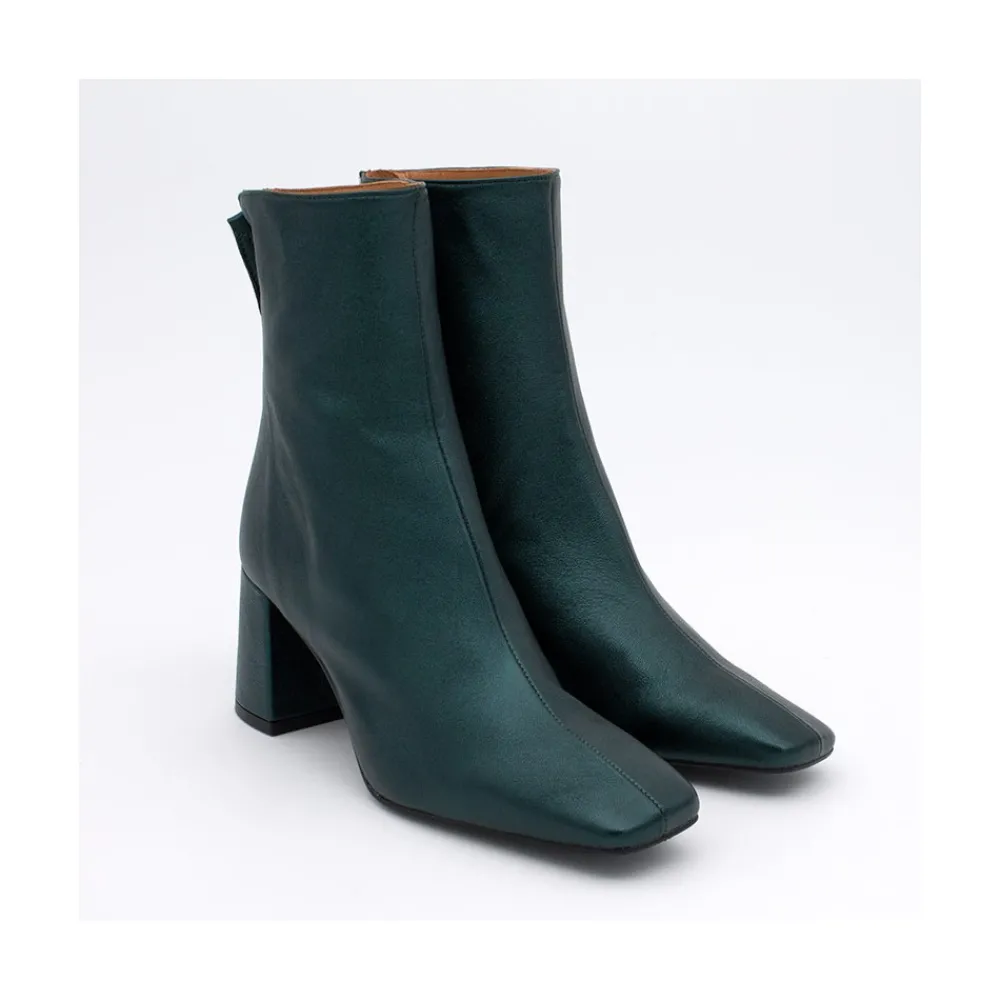 ANGEL ALARCON Lauryn - Botines Metalizados De Piel Con Tacon Ancho Discount