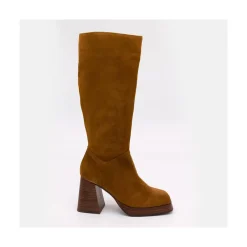 ANGEL ALARCON Liberia - Bota Alta De Ante Con Tacon De Bloque Y Plataforma Outlet