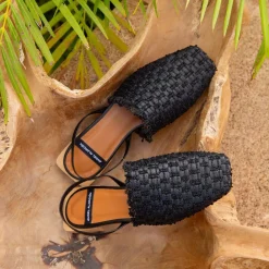 ANGEL ALARCON Liza - Zapatos Planos De Punta Cuadrada, De Rafia Discount