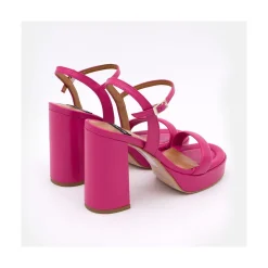 ANGEL ALARCON Mandy - Sandalia De Piel Acolchada Con Tacon Muy Alto Ancho Y Plataforma New