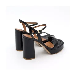ANGEL ALARCON Mandy - Sandalia De Piel Brillante Con Tacon Ancho Y Plataforma New