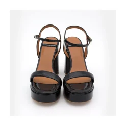 ANGEL ALARCON Mandy - Sandalia De Piel Brillante Con Tacon Ancho Y Plataforma New