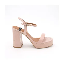 ANGEL ALARCON Mandy - Sandalia De Piel Brillante Con Tacon Ancho Y Plataforma Best