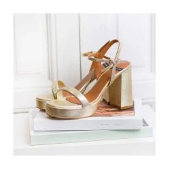 ANGEL ALARCON Mandy - Sandalia De Piel Con Tacon Ancho Y Plataforma Discount