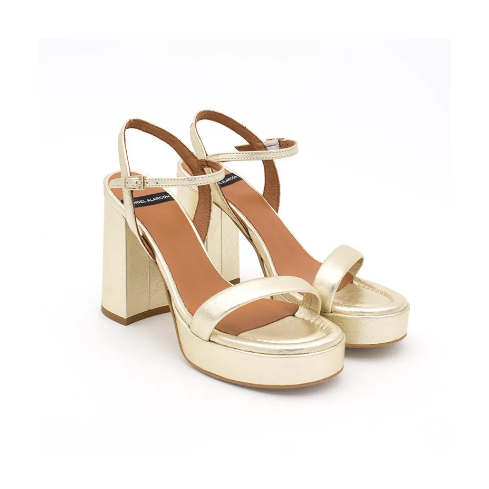 ANGEL ALARCON Mandy - Sandalia De Piel Con Tacon Ancho Y Plataforma Discount