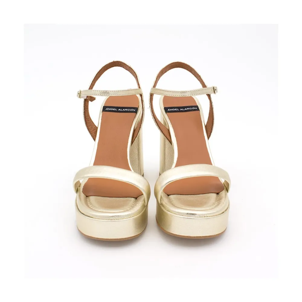 ANGEL ALARCON Mandy - Sandalia De Piel Con Tacon Ancho Y Plataforma Discount