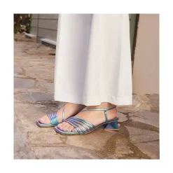 ANGEL ALARCON Mazzy - Sandalia Tornasol De Tiras Con Tacon De Diseno Triangular Online