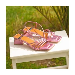 ANGEL ALARCON Mazzy - Sandalia Tornasol De Tiras Con Tacon De Diseno Triangular Sale