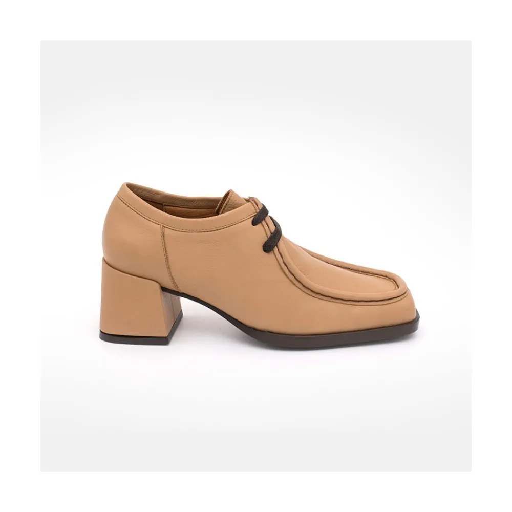 ANGEL ALARCON Milla - Zapato De Piel Con Cordoneras Y Tacon Ancho Clearance