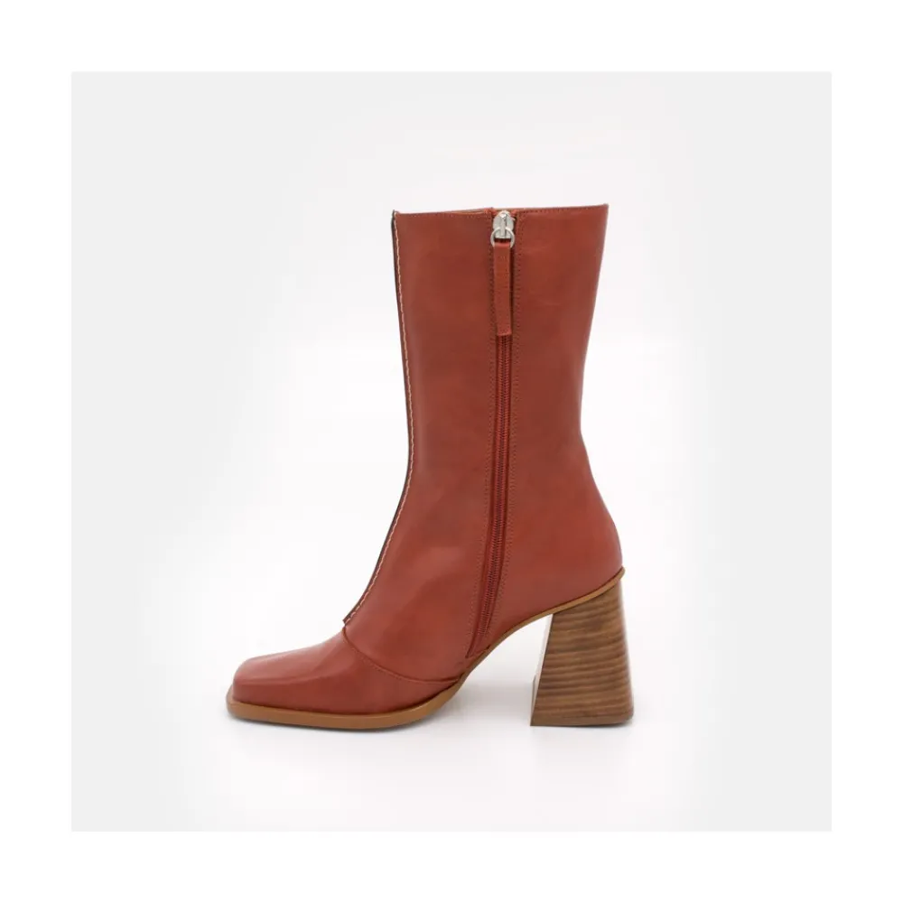 ANGEL ALARCON Motagua - Botas De Mujer De Piel Con Tacon De Bloque Robusto Discount
