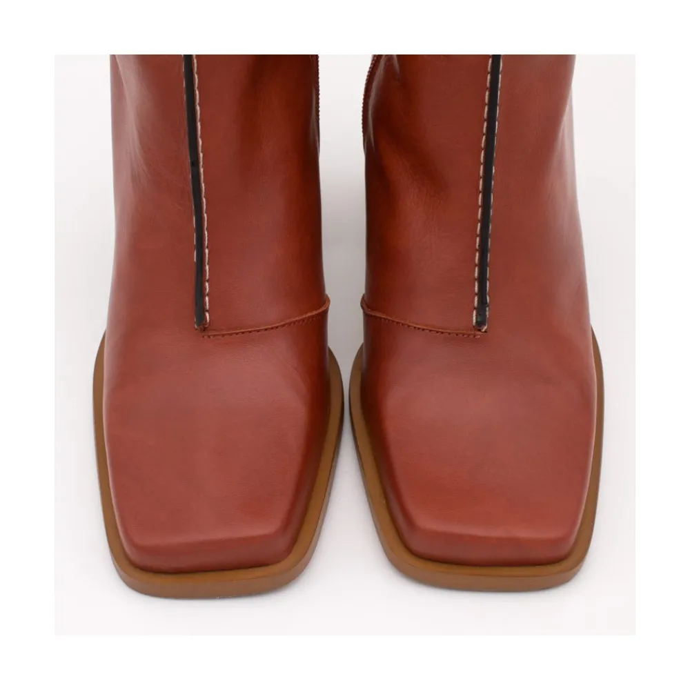 ANGEL ALARCON Motagua - Botas De Mujer De Piel Con Tacon De Bloque Robusto Discount