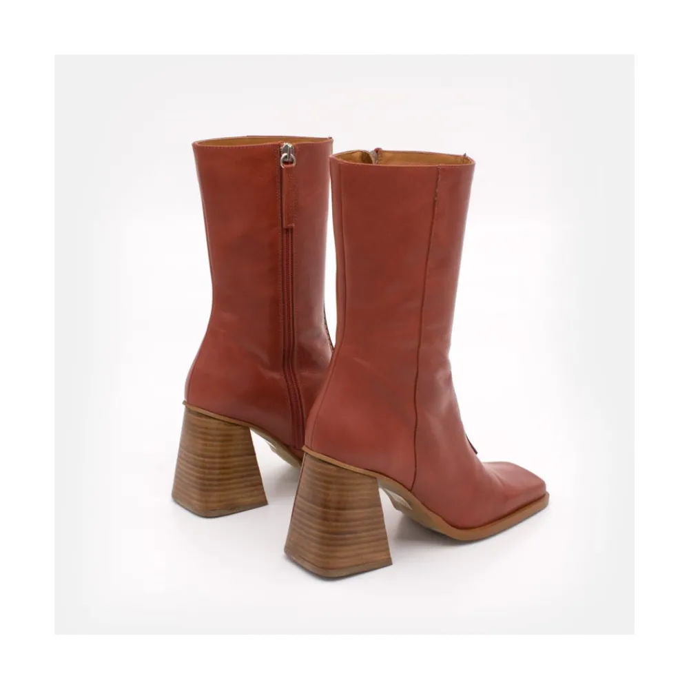 ANGEL ALARCON Motagua - Botas De Mujer De Piel Con Tacon De Bloque Robusto Discount