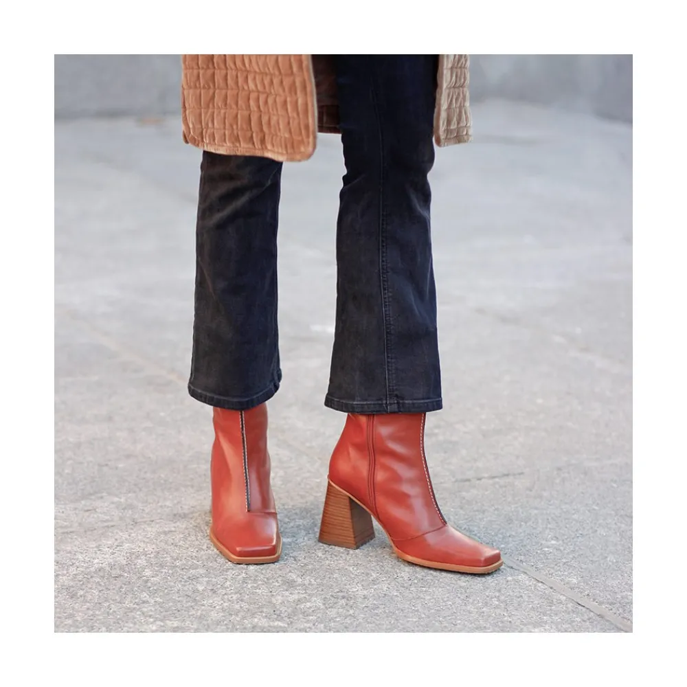 ANGEL ALARCON Motagua - Botas De Mujer De Piel Con Tacon De Bloque Robusto Discount