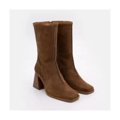 ANGEL ALARCON Motagua - Botas De Mujer De Ante Con Tacon De Bloque Robusto Clearance