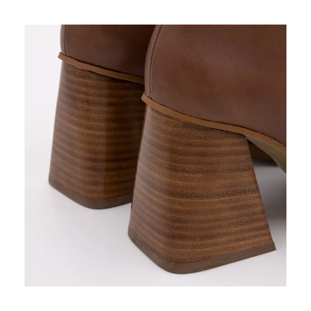 ANGEL ALARCON Motagua - Botas De Mujer De Piel Con Tacon De Bloque Robusto Best