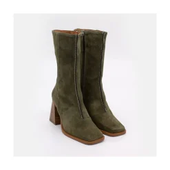 ANGEL ALARCON Motagua - Botas De Mujer De Ante Con Tacon De Bloque Robusto New
