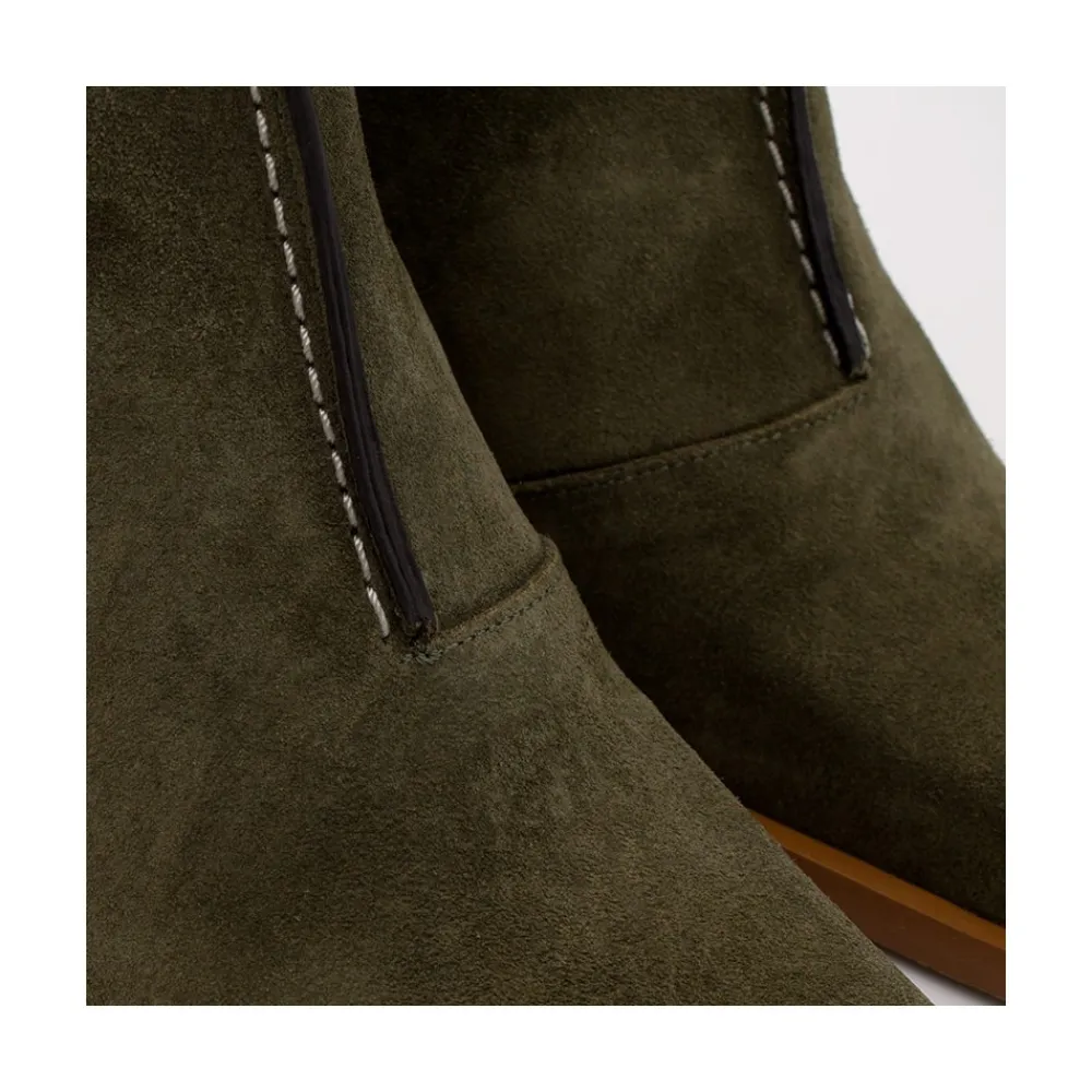 ANGEL ALARCON Motagua - Botas De Mujer De Ante Con Tacon De Bloque Robusto New