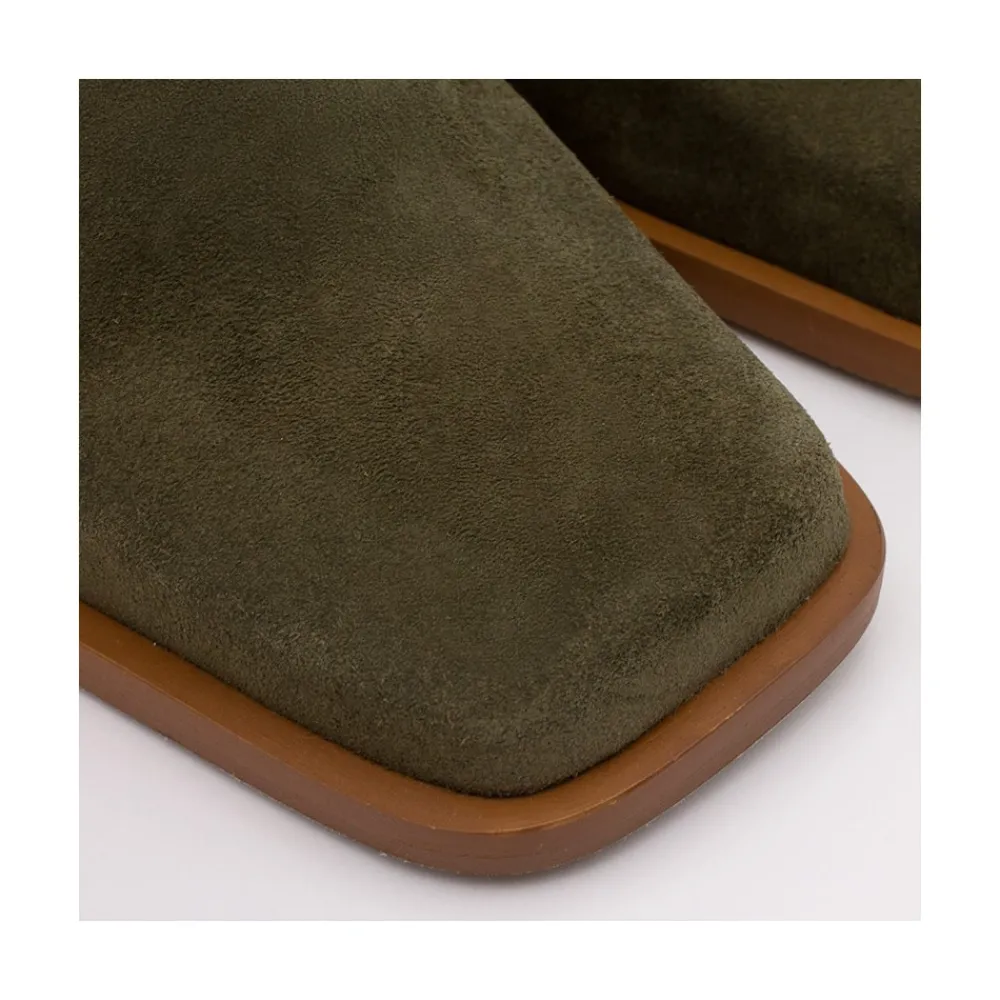 ANGEL ALARCON Motagua - Botas De Mujer De Ante Con Tacon De Bloque Robusto New