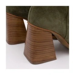 ANGEL ALARCON Motagua - Botas De Mujer De Ante Con Tacon De Bloque Robusto New