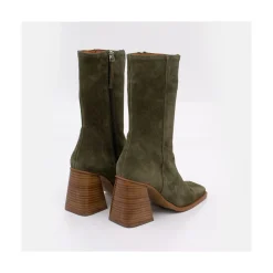 ANGEL ALARCON Motagua - Botas De Mujer De Ante Con Tacon De Bloque Robusto New