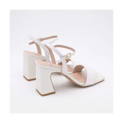 ANGEL ALARCON New Megan - Sandalias Comodas De Piel Nacarada Con Tacon Ancho Alto Online