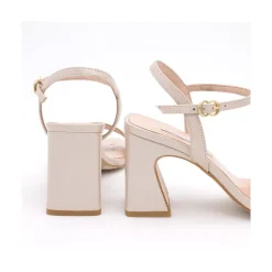 ANGEL ALARCON New Megan - Sandalias Comodas De Piel Nacarada Con Tacon Ancho Alto Online