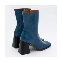ANGEL ALARCON Oconnor - Botin De Piel Brillante Con Tacon Ancho Con Cremallera