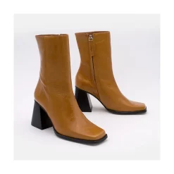 ANGEL ALARCON Oconnor - Botin De Piel Brillante Con Tacon Ancho Con Cremallera Sale