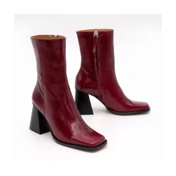 ANGEL ALARCON Oconnor - Botin De Piel Brillante Con Tacon Ancho Con Cremallera Clearance