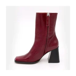 ANGEL ALARCON Oconnor - Botin De Piel Brillante Con Tacon Ancho Con Cremallera Clearance