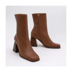ANGEL ALARCON Oconnor - Botin De Piel Con Tacon Ancho Con Cremallera Clearance