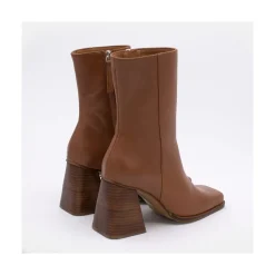 ANGEL ALARCON Oconnor - Botin De Piel Con Tacon Ancho Con Cremallera Clearance