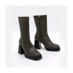 ANGEL ALARCON Olama - Botas De Mujer Comodas De Piel Con Tacon Chunky Y Plataforma Sale