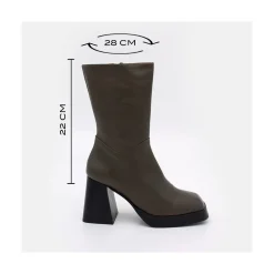 ANGEL ALARCON Olama - Botas De Mujer Comodas De Piel Con Tacon Chunky Y Plataforma Sale