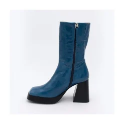 ANGEL ALARCON Olama - Botas De Mujer Comodas De Piel Brillante Con Tacon Chunky Y Plataforma Outlet