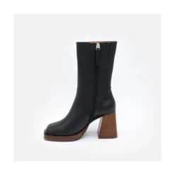 ANGEL ALARCON Olama - Botas De Mujer Comodas De Piel Con Tacon Chunky Y Plataforma Hot