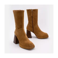ANGEL ALARCON Olama - Botas De Mujer Comodas De Ante Con Tacon Chunky Y Plataforma Discount