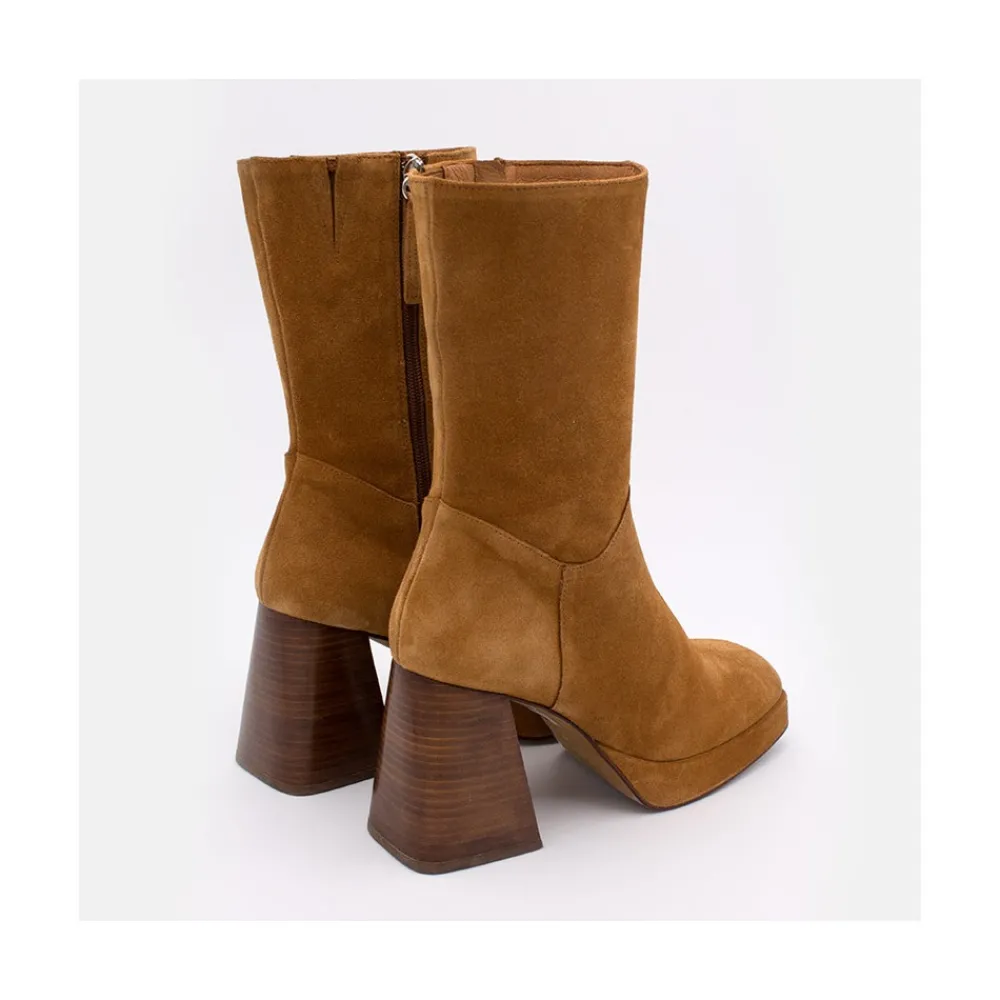 ANGEL ALARCON Olama - Botas De Mujer Comodas De Ante Con Tacon Chunky Y Plataforma Discount