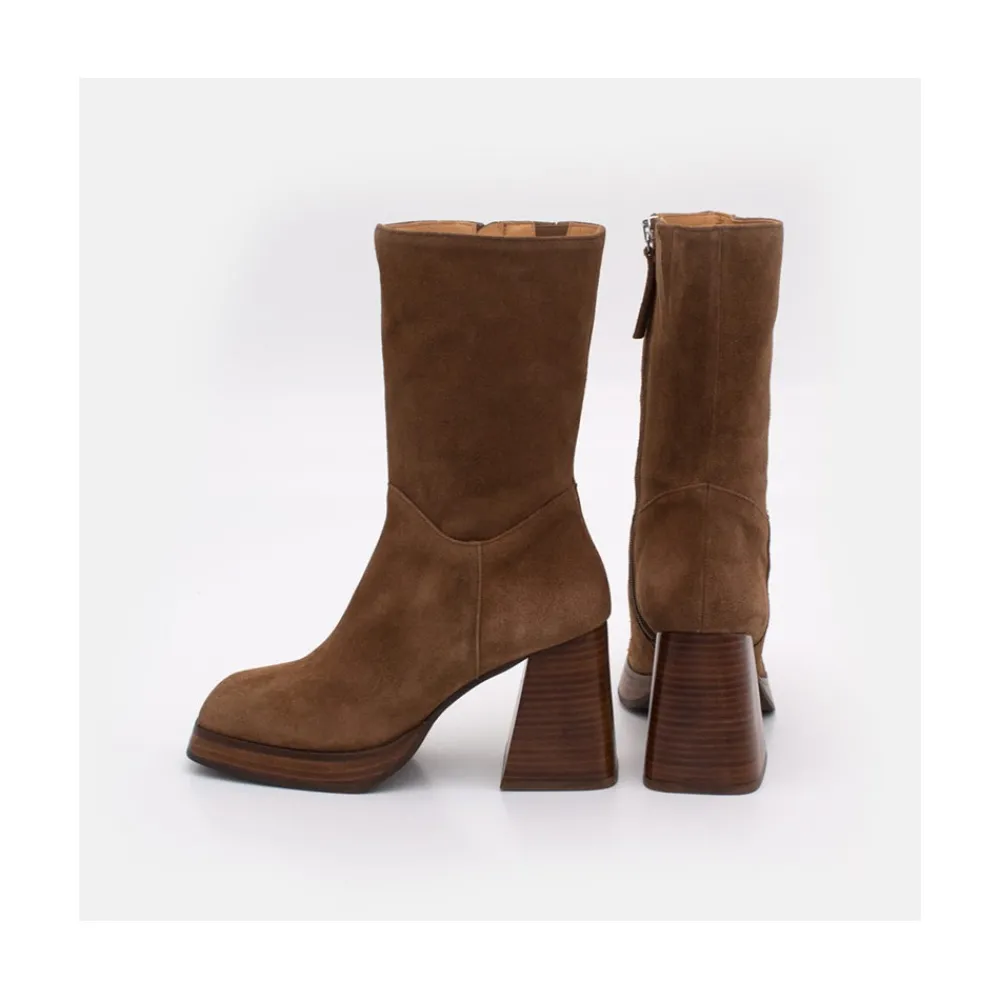 ANGEL ALARCON Olama - Botas De Mujer Comodas De Ante Con Tacon Chunky Y Plataforma Discount