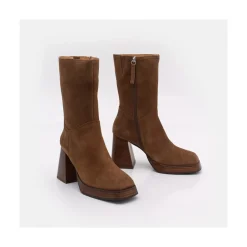 ANGEL ALARCON Olama - Botas De Mujer Comodas De Ante Con Tacon Chunky Y Plataforma Discount