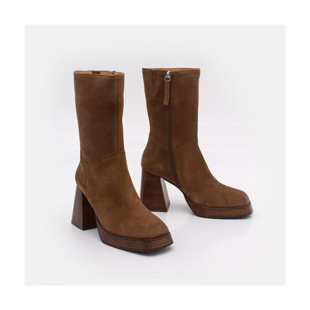 ANGEL ALARCON Olama - Botas De Mujer Comodas De Ante Con Tacon Chunky Y Plataforma Discount