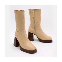 ANGEL ALARCON Olama - Botas De Mujer Comodas De Piel Con Tacon Chunky Y Plataforma Online