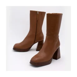 ANGEL ALARCON Olama - Botas De Mujer Comodas De Piel Con Tacon Chunky Y Plataforma Online