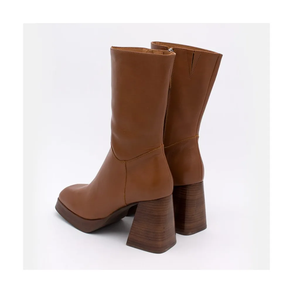 ANGEL ALARCON Olama - Botas De Mujer Comodas De Piel Con Tacon Chunky Y Plataforma Online
