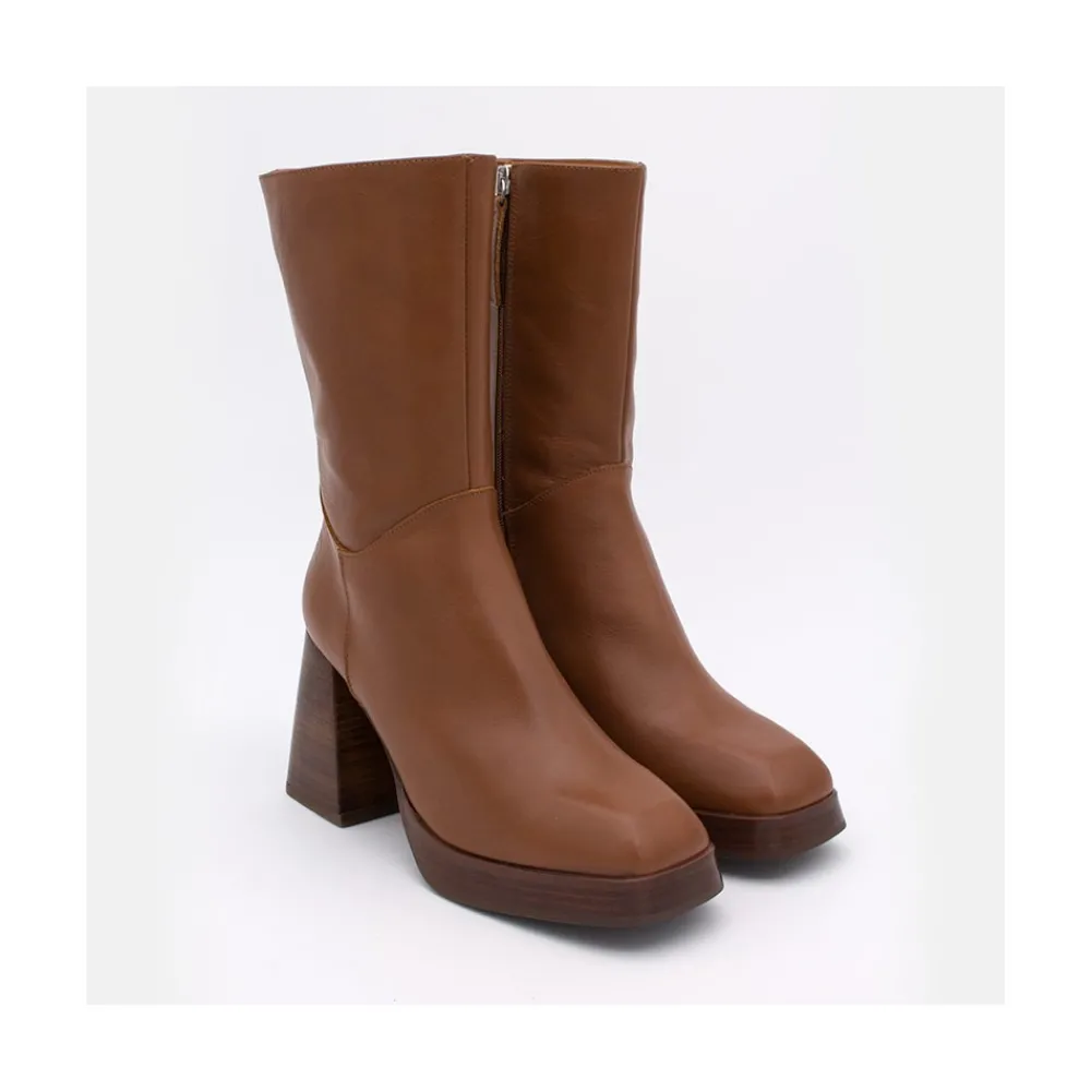 ANGEL ALARCON Olama - Botas De Mujer Comodas De Piel Con Tacon Chunky Y Plataforma Online