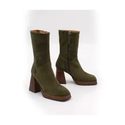 ANGEL ALARCON Olama - Botas De Mujer Comodas De Ante Con Tacon Chunky Y Plataforma Clearance